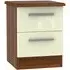 Knightsbridge 2 Drawer Bedside Cabinet - Cream, Walnut