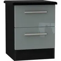 Knightsbridge 2 Drawer Bedside Cabinet - Grey, High Gloss