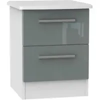 Knightsbridge 2 Drawer Bedside Cabinet - Grey, White