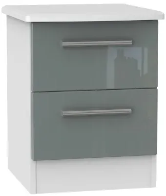 Knightsbridge 2 Drawer Bedside Cabinet - Grey, White image