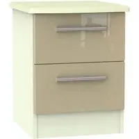 Knightsbridge 2 Drawer Bedside Cabinet - Mushroom, Cream