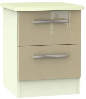 Knightsbridge 2 Drawer Bedside Cabinet - Mushroom, Cream