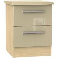 Knightsbridge 2 Drawer Bedside Cabinet - Mushroom, Light Oak