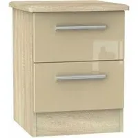 Knightsbridge 2 Drawer Bedside Cabinet - Mushroom, Oak Effect