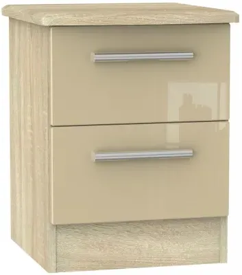 Knightsbridge 2 Drawer Bedside Cabinet - Mushroom, Oak Effect