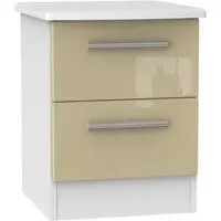 Knightsbridge 2 Drawer Bedside Cabinet - Mushroom, White