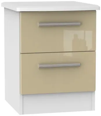 Knightsbridge 2 Drawer Bedside Cabinet - Mushroom, White