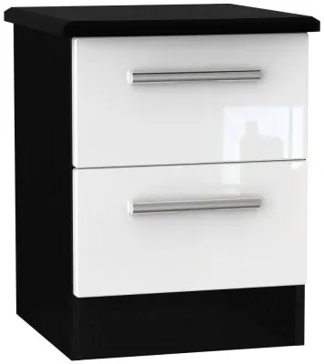 Knightsbridge 2 Drawer Bedside Cabinet - White, Black