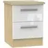 Knightsbridge 2 Drawer Bedside Cabinet - White, Light Oak