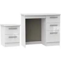 Knightsbridge 2 Piece Bedroom Set with 2 Drawer Bedside - White Gloss