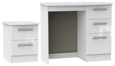 Knightsbridge 2 Piece Bedroom Set with 2 Drawer Bedside - White Gloss