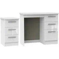 Knightsbridge 2 Piece Bedroom Set with 3 Drawer Bedside - White Gloss