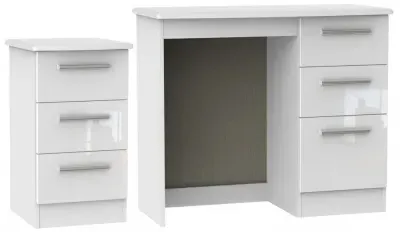 Knightsbridge 2 Piece Bedroom Set with 3 Drawer Bedside - White Gloss