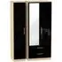 Knightsbridge 3-Door Combi Wardrobe with Mirror - Black, Oak