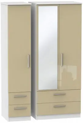 Knightsbridge 3 Door Combi Wardrobe with Mirror - Mushroom image