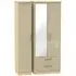 Knightsbridge 3 Door Tall Combi Wardrobe with Mirror - Mushroom, Oak