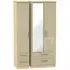 Knightsbridge 3 Door Tall Combi Wardrobe with Mirror - Mushroom, Oak