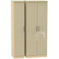 Knightsbridge 3-Door Tall Triple Wardrobe - Mushroom, Oak