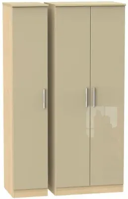 Knightsbridge 3-Door Tall Triple Wardrobe - Mushroom, Oak