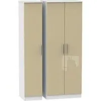 Knightsbridge 3 Door Tall Triple Wardrobe - Mushroom, White