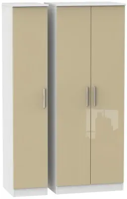 Knightsbridge 3 Door Tall Triple Wardrobe - Mushroom, White image