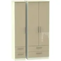 Knightsbridge 3-Door Tall Triple Wardrobe with 4 Drawers - Mushroom