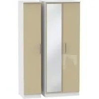 Knightsbridge 3 Door Tall Triple Wardrobe with Mirror - Mushroom