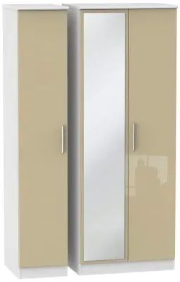 Knightsbridge 3 Door Tall Triple Wardrobe with Mirror - Mushroom