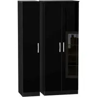 Knightsbridge 3-Door Tall Wardrobe - Black
