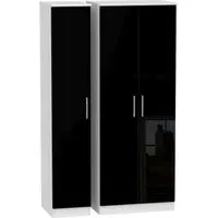 Knightsbridge 3-Door Tall Wardrobe - Black, White