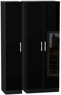 Knightsbridge 3-Door Tall Wardrobe - Black image