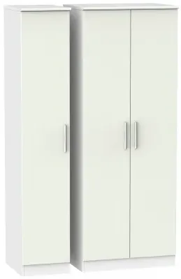 Knightsbridge 3-Door Tall Wardrobe - Cashmere, White