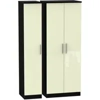 Knightsbridge 3-Door Tall Wardrobe - Cream, Black