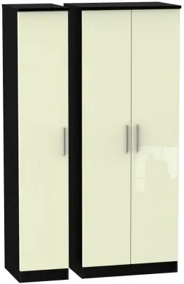 Knightsbridge 3-Door Tall Wardrobe - Cream, Black