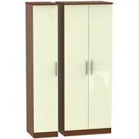 Knightsbridge 3-Door Tall Wardrobe - Cream, Walnut