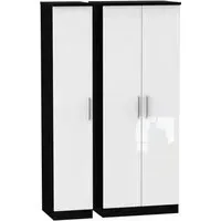 Knightsbridge 3-Door Tall Wardrobe - White, Black