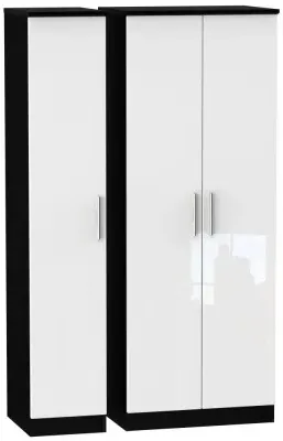 Knightsbridge 3-Door Tall Wardrobe - White, Black