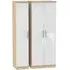 Knightsbridge 3 Door Tall Wardrobe - White, Light Oak