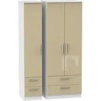 Knightsbridge 3 Door Tall Wardrobe with 4 Drawers - Mushroom