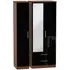 Knightsbridge 3-Door Tall Wardrobe with Mirror - Black, Walnut