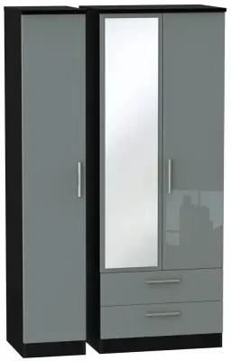 Knightsbridge 3 Door Tall Wardrobe with Mirror - Grey