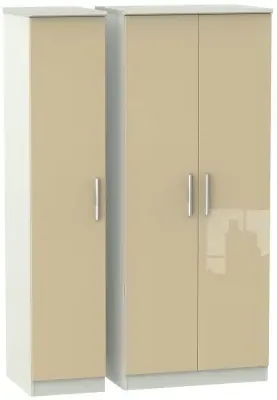 Knightsbridge 3-Door Triple Wardrobe - Mushroom, Cashmere