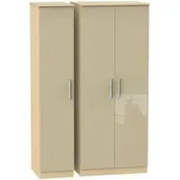 Knightsbridge 3-Door Triple Wardrobe - Mushroom, Oak