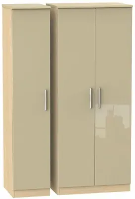 Knightsbridge 3-Door Triple Wardrobe - Mushroom, Oak