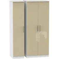 Knightsbridge 3 Door Triple Wardrobe - Mushroom, White