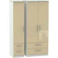 Knightsbridge 3-Door Triple Wardrobe with 4 Drawers - Mushroom