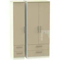 Knightsbridge 3-Door Triple Wardrobe with 4 Drawers - Mushroom