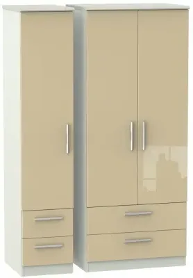 Knightsbridge 3-Door Triple Wardrobe with 4 Drawers - Mushroom image