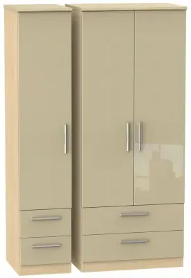 Knightsbridge 3-Door Triple Wardrobe with 4 Drawers - Mushroom image