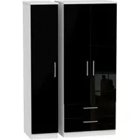 Knightsbridge 3-Door Triple Wardrobe with Storage - Black